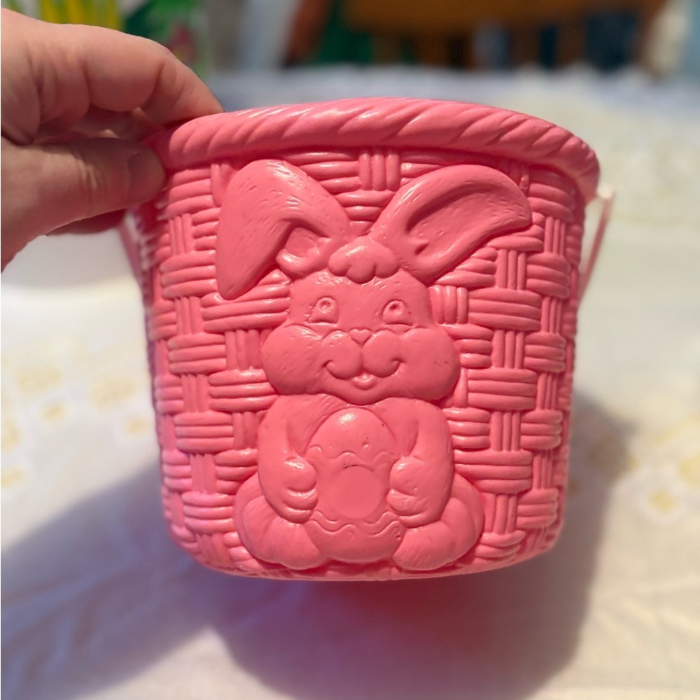 Vintage Pink Easter Bunny Basket - Picture 2 of 7
